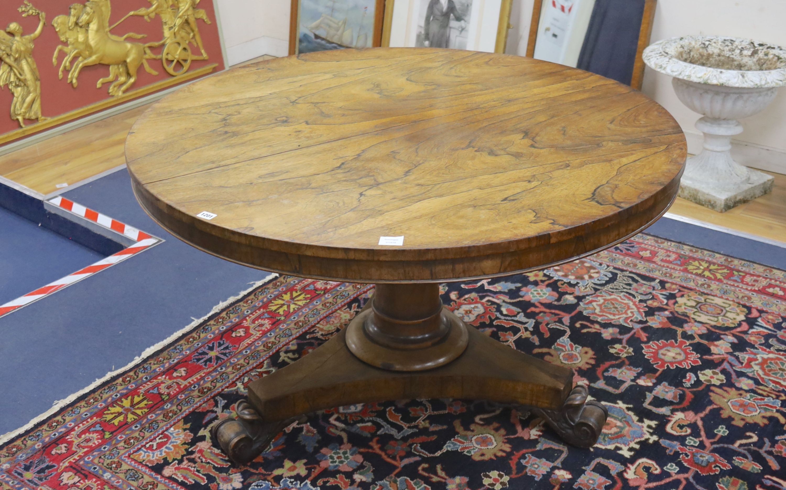 A Regency rosewood breakfast table, diameter 120cm, height 72cm